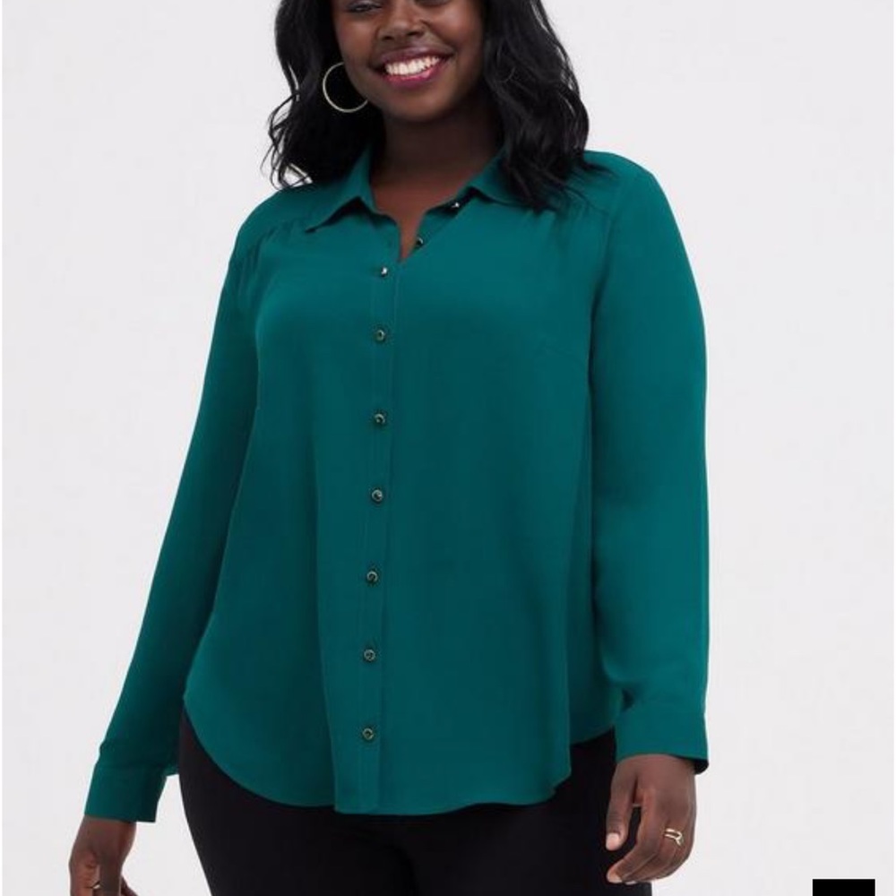 Torrid Madison Embellished Blouse - Georgette Green